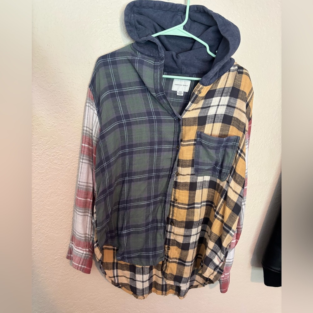 American Eagle Hooded Flannel